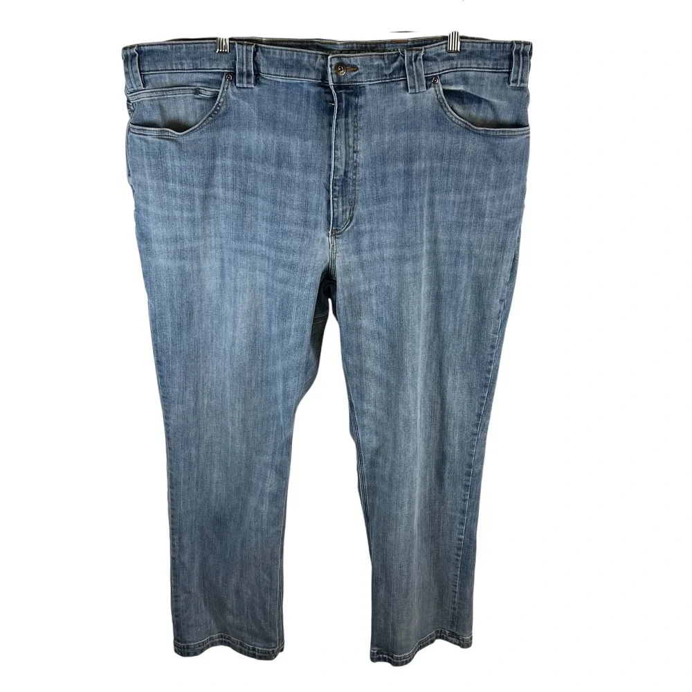 Duluth Trading Co Ballroom Double Flex Jeans‎ Blue Denim Mens Light Wash 44x32